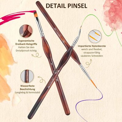 Set di pennelli di precisione per modellismo, dettagli e pittura per modelli in scala